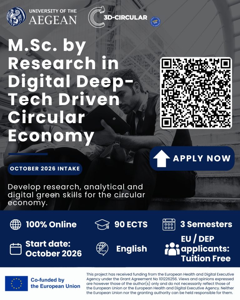 Applications for the M.Sc. by Research in Digital Deep-Tech Dricen Circular Economy Are Now Open!