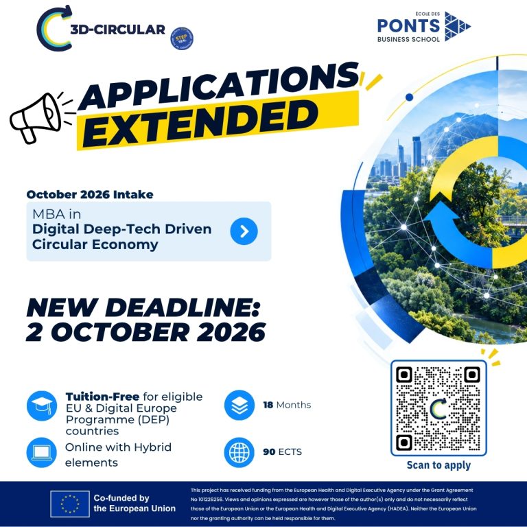 Application Deadline Extended MBA in Digital Deep-Tech Driven Circular Economy!