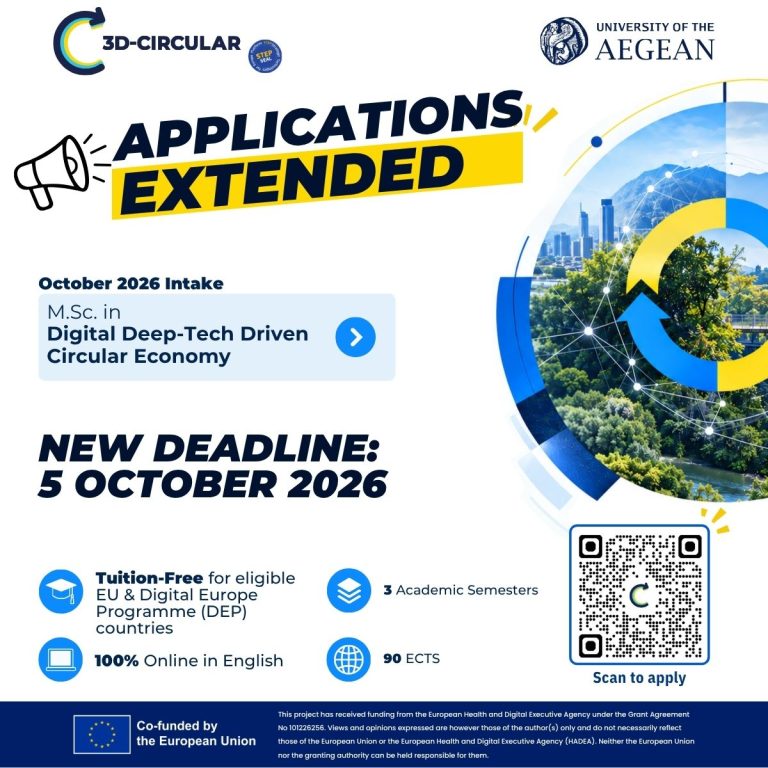 Application Deadline Extended M.Sc. in Digital Deep-Tech Driven Circular Economy!